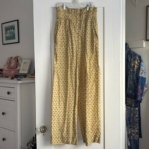 Sea New York cotton yellow floral paper bag pants size small has pockets